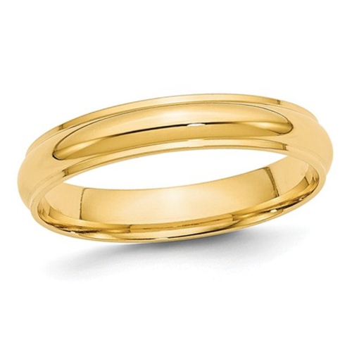 GEM AND HARMONY  Ladies 14K Gold 4MM Wedding Band Ring With Edge In Yellow