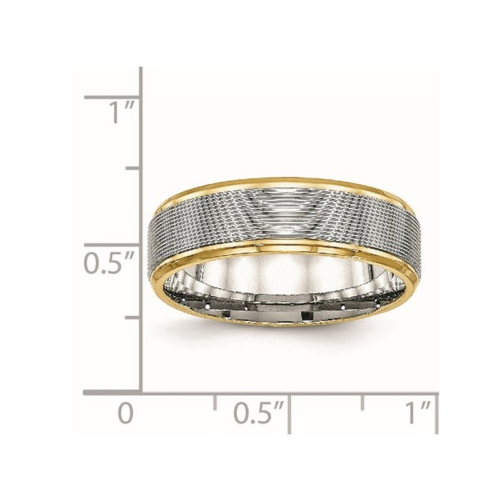 Grooved Stainless Steel 6mm Wedding Band Ring with Yellow Plating
