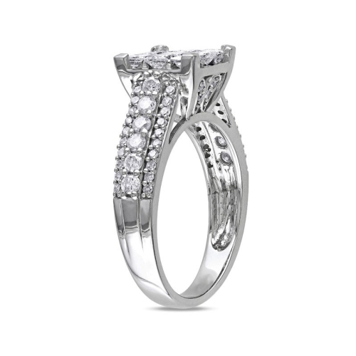 Bague de fiançailles en or blanc 10K ct avec diamant taille princesse de 1 1 ct/2&nbsp;carat
