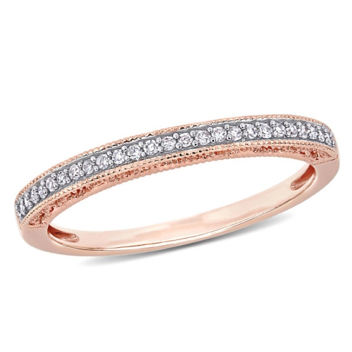 1/10 Carat Diamond Wedding Band Ring in 10K Rose Pink Gold