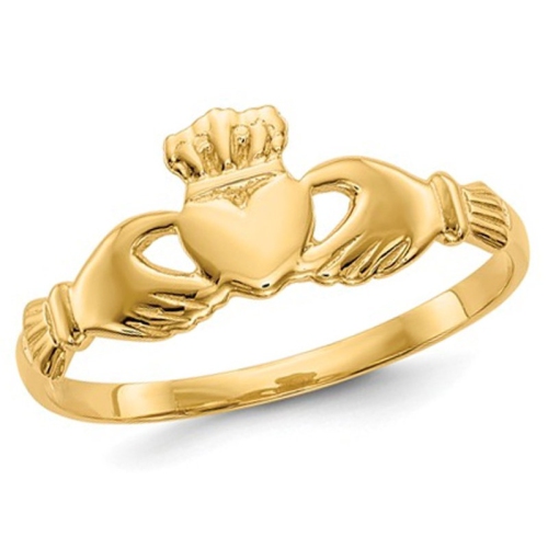 GEM AND HARMONY  14K Gold Polished Ladies Claddagh Ring In Yellow