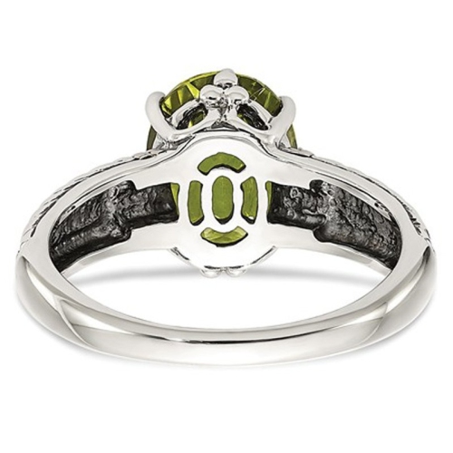 Ladies Natural Peridot Ring in Sterling Silver with 14K Gold Accents