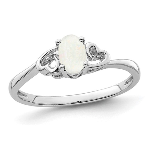 GEM AND HARMONY  1/3 Carat (Ctw) Lab-Created Opal Heart Ring In Sterling In Silver