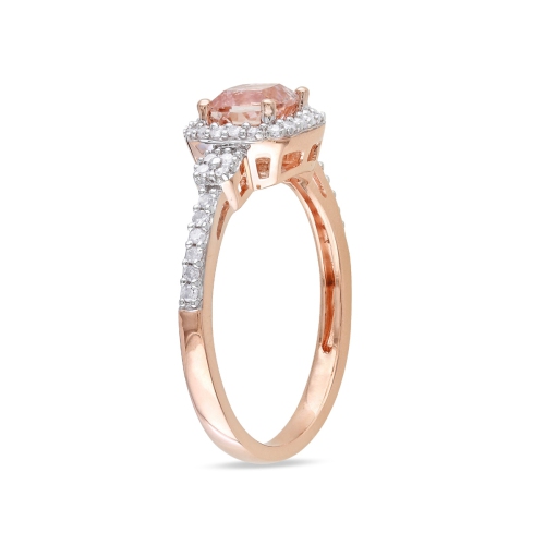 4/5 Carat Diamond and Morganite Ring in 10K Rose Pink Gold