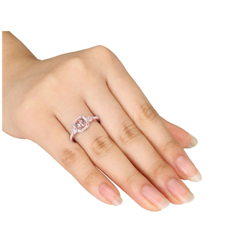 4/5 Carat Diamond and Morganite Ring in 10K Rose Pink Gold