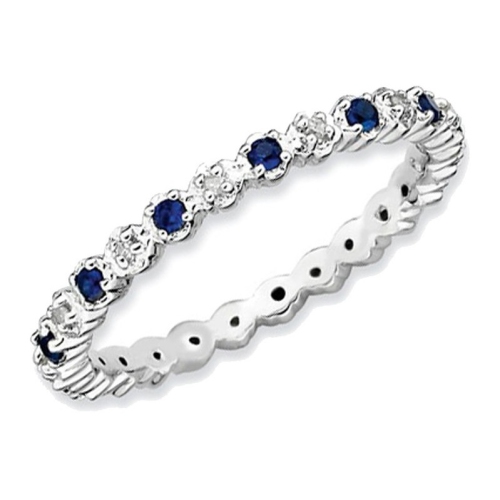 GEM AND HARMONY  1/4 Carat (Ctw) Lab Created Sapphire Ring Band In Sterling Silver In Blue
