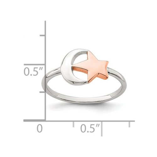 Sterling Silver Moon And Star Ring