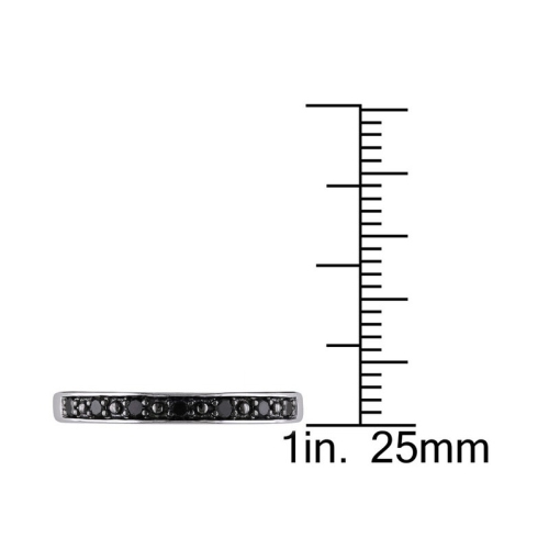 1/10 Carat Black Diamond Wedding Band Ring in Sterling Silver with Black Rhodium