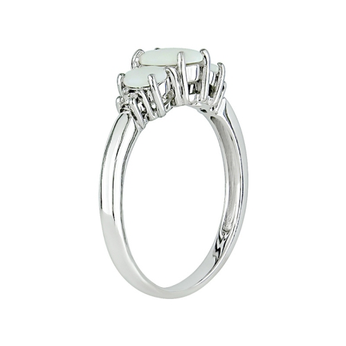 2/5 Carat Lab-Created Opal Three Stone Ring in 10K White Gold
