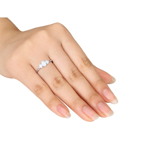 2/5 Carat Lab-Created Opal Three Stone Ring in 10K White Gold