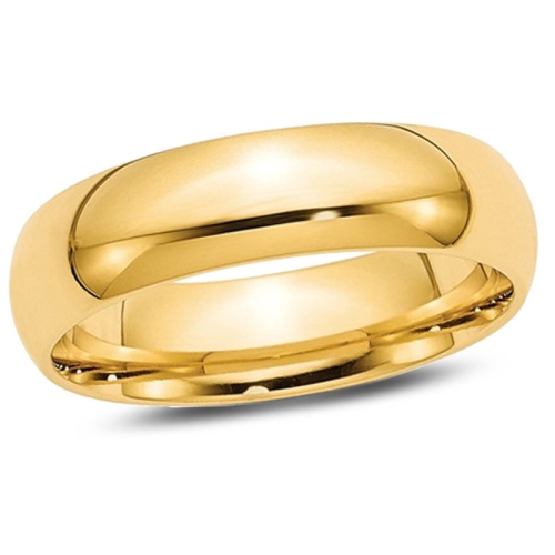 GEM AND HARMONY  Mens Or Ladies 14K Gold 6MM Comfort Fit Wedding Band Ring In Yellow