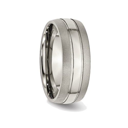 Mens Chisel 8mm Titanium Grooved Brushed Wedding Band Ring