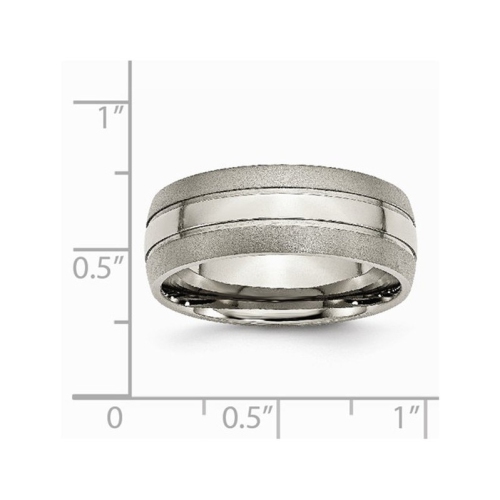 Mens Chisel 8mm Titanium Grooved Brushed Wedding Band Ring