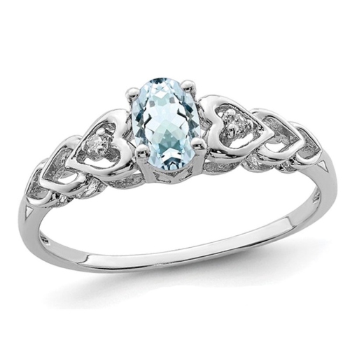 2/5 Carat Aquamarine Heart Promise Ring in Sterling Silver