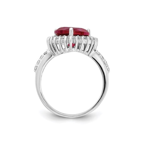 Bague en forme de coeur en rubis synthétique en argent sterling de 3,50&nbsp;carat