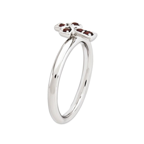 1/7 Carat Red Garnet Cross Ring in Sterling Silver