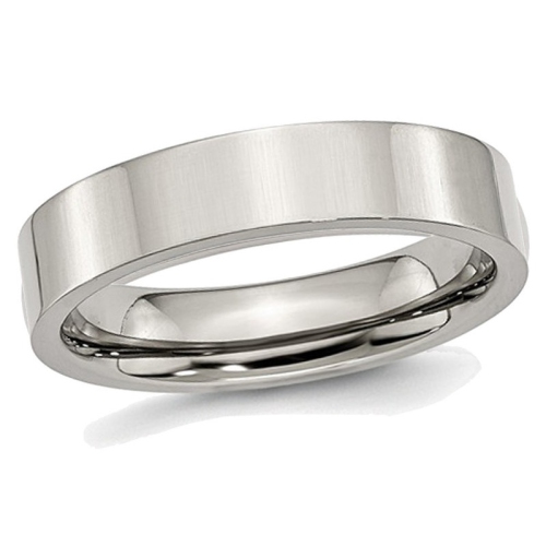 GEM AND HARMONY  Mens Chisel Stainless Steel 5MM Flat Polished Wedding Band Ring In Multicolor