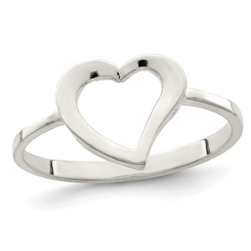GEM AND HARMONY  Sterling Polished Open Heart Promise Ring In Silver