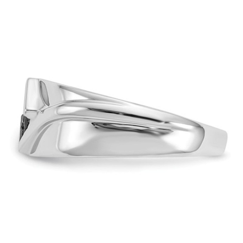 Mens 1/2 Carat Princess Cut Black Diamond Ring in 14K White Gold