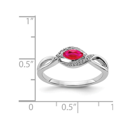 1/3 Carat Natural Marquise Cut Ruby Ring in 14K White Gold with Accent Diamonds