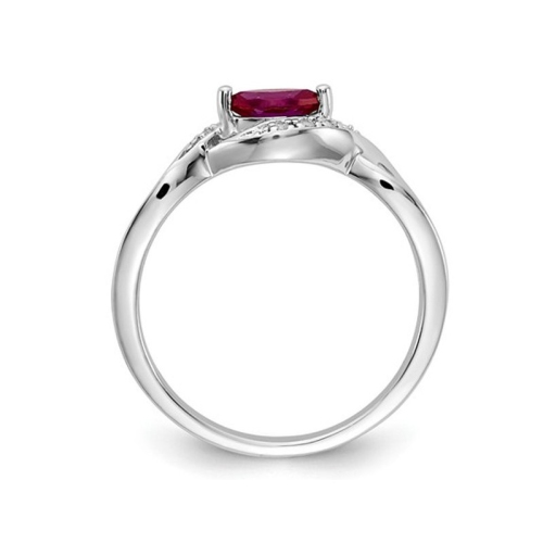 1/3 Carat Natural Marquise Cut Ruby Ring in 14K White Gold with Accent Diamonds