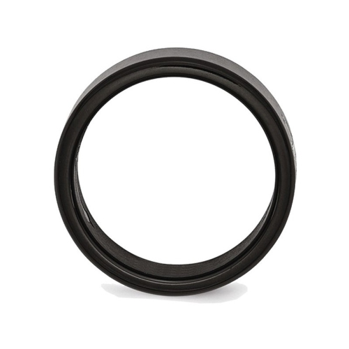 Mens Black Plated Stainless Steel 9mm Brushed Cross Wedding Band Ring