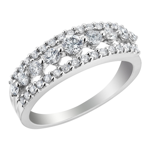 GEM AND HARMONY  Diamond Cocktail Ring 3/4 Carat (Ctw H-I, I1) In 14K Gold In White