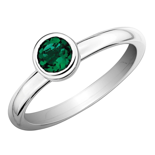 GEM AND HARMONY  Lab-Created Emerald Ring 2/5 Carat (Ctw) In Sterling In Silver