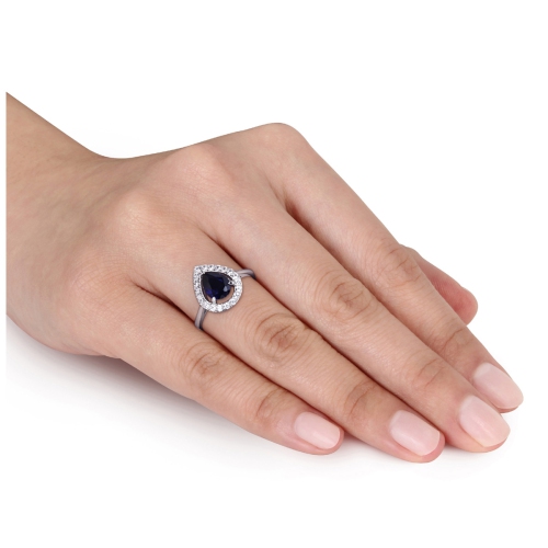 2.20 Carat Lab-Created Blue & White Sapphire Ring in Sterling Silver