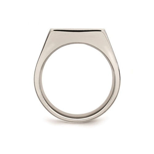 Mens Polished Stainless Steel Signet Ring