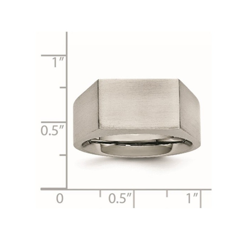 Mens Polished Stainless Steel Signet Ring