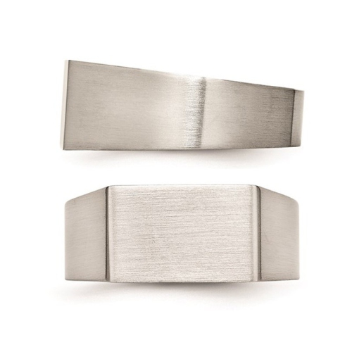 Mens Polished Stainless Steel Signet Ring
