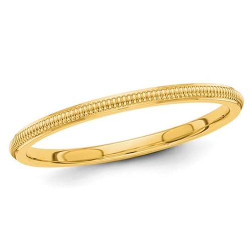 GEM AND HARMONY  Ladies 14K Gold 1.50MM Stackable Milgrain Wedding Band Ring In Yellow