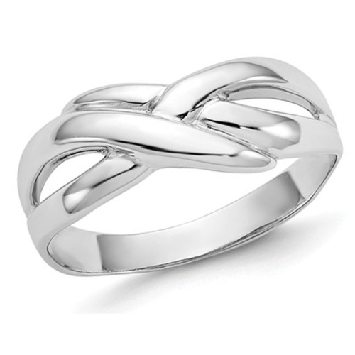 Cocktail X Dome Polished Ring in 14K White Gold