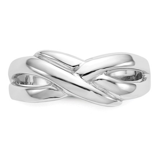 Cocktail X Dome Polished Ring in 14K White Gold