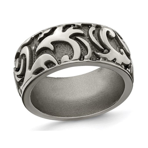 GEM AND HARMONY  Mens Titanium Pattern Wedding Band Ring (11Mm) In Multicolor