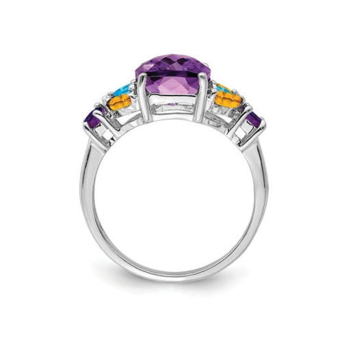 3.00 Carat Amethyst, Citrine and Blue Topaz Ring in Sterling Silver