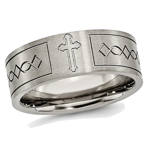 GEM AND HARMONY  Mens 6MM Cross Design Titanium Wedding Band Ring In Multicolor
