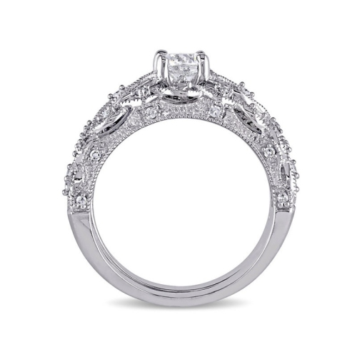3/4 Carat Diamond Engagement Ring & Wedding Band Set in 10K White Gold