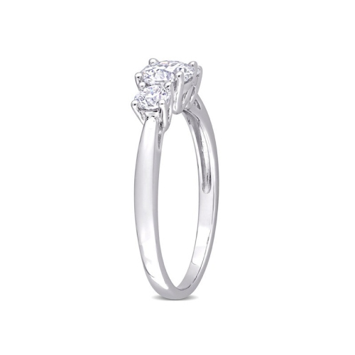 1.00 Carat Lab Created Three Stone Moissanite Engagement Ring in Sterling Silver