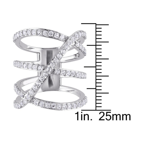 White Topaz 2 2/5 Carat Crossover Split Shank Ring In Sterling Silver