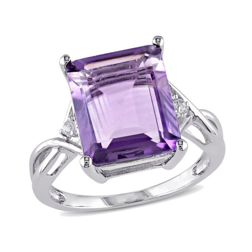 5.80 Carat Amethyst & White Topaz Ring in Sterling Silver