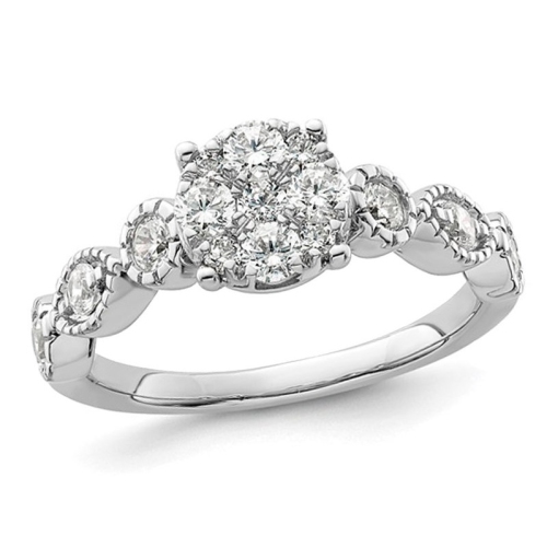 GEM AND HARMONY  3/4 Carat (Ctw G-H-I, Si1-Si2) Lab-Grown Diamond Cluster Ring In 14K Gold In White