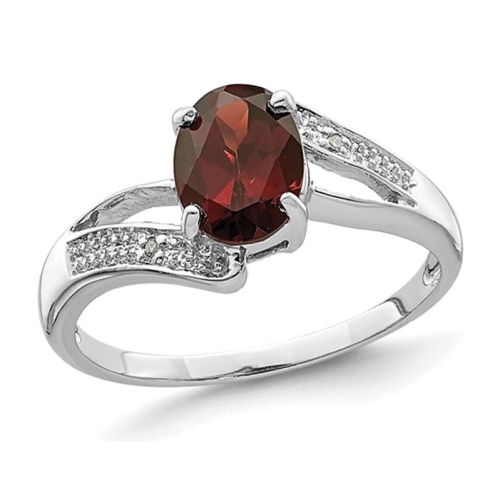 GEM AND HARMONY  1.30 Carat (Ctw) Garnet Oval Cut Ring In Sterling In Silver