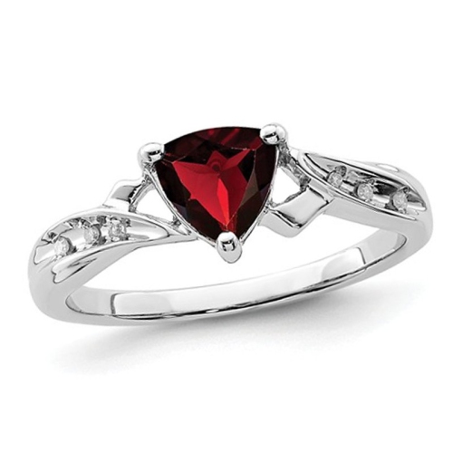 GEM AND HARMONY  3/5 Carat (Ctw) Trillion-Cut Garnet Ring In Sterling In Silver