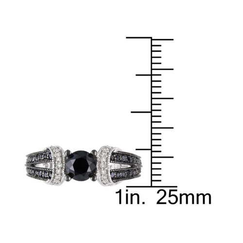 1.00 Carat Black & White Diamond Engagement Ring in Sterling Silver