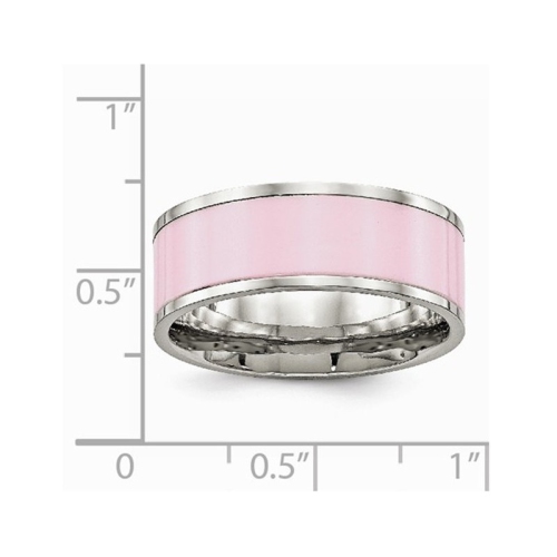Jonc femme en céramique rose et en acier inoxydable poli 7,5 mm