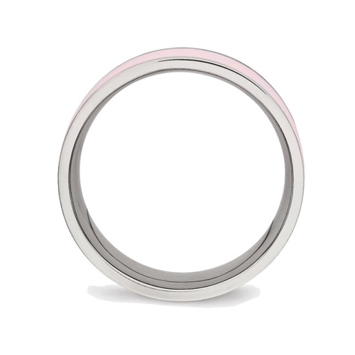 Jonc femme en céramique rose et en acier inoxydable poli 7,5 mm