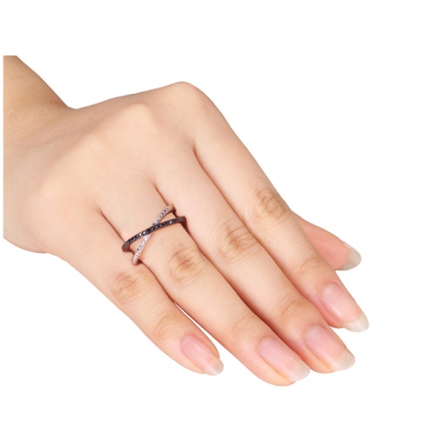 Black Diamond Criss-Cross Ring in Sterling Silver