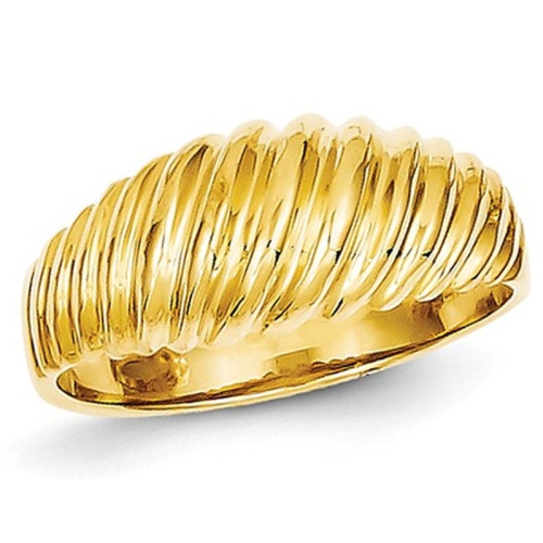 GEM AND HARMONY  14K Gold Polished Scalloped Dome Ring In Yellow